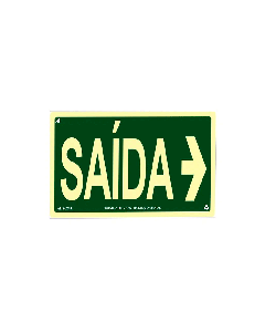 Placa fotoluminescente saída seta para lateral duas faces de PVC
