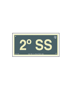 Placa fotoluminescente subsolos de PVC 20 x 10cm - 2º subsolo